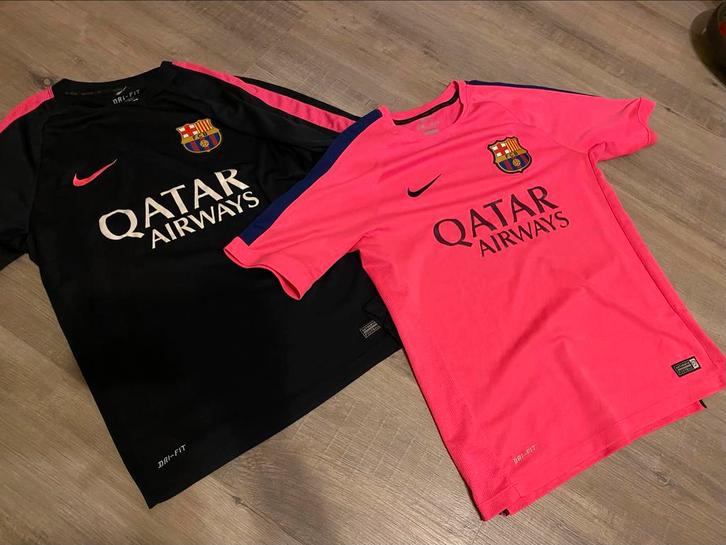 2x Barcelona Trainingsshirt 2014 Nike - Maat M, Sport en Fitness, Voetbal, Gebruikt, Shirt, Maat M, Ophalen of Verzenden