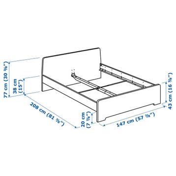 IKEA 140x200 Bedframe, Lattenbodem & Matras - afbeelding 2