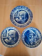 3 Delfts blauwe Boch antieke wandborden + ophangsysteem, Antiek en Kunst, Antiek | Wandborden en Tegels, Ophalen of Verzenden