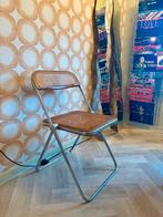 Vintage design webbing rotan klapstoel Castelli Plia, Bruin, Vintage, Riet of Rotan, Ophalen of Verzenden