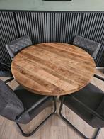 Ronde eettafel met 4 stoelen kleur antraciet., Huis en Inrichting, Rond, Ophalen of Verzenden, Zo goed als nieuw, Vier personen