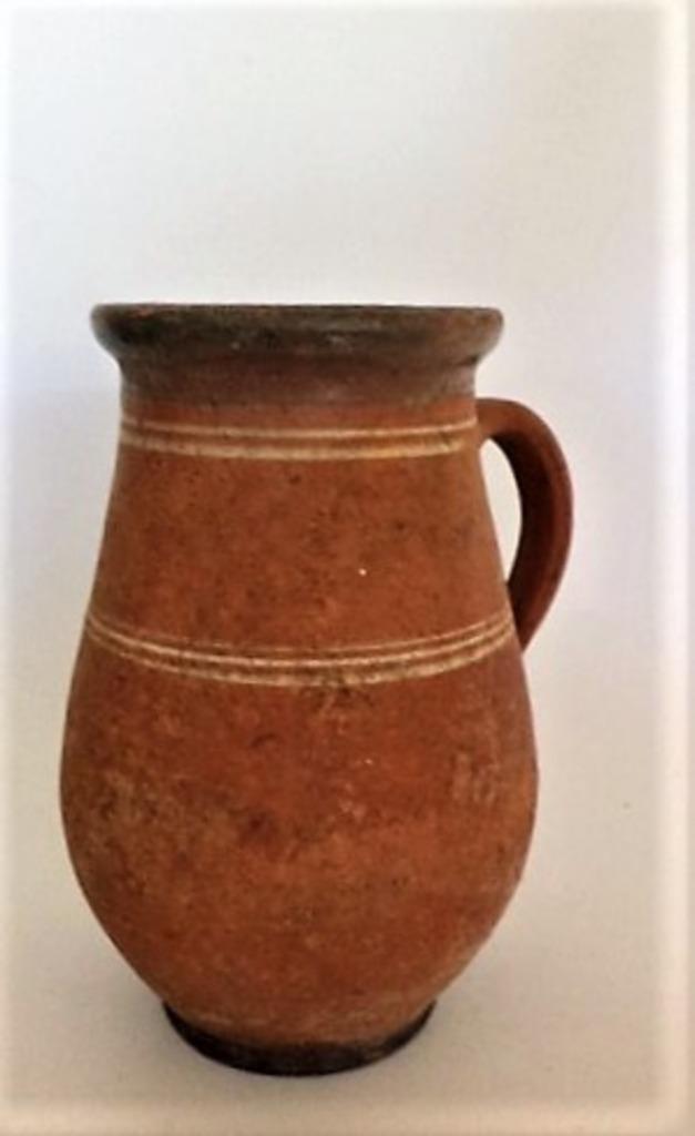 Antieke Hongaarse kruik 2 en 3 witte lijnen met groenige bov, Antiek en Kunst, Antiek | Keramiek en Aardewerk, Ophalen