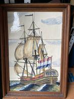 Tegel tableau met oud zeilschip, Antiek en Kunst, Ophalen of Verzenden