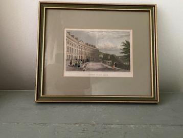 Antieke ingekleurde Engelse prent. Camden Place Bath. beschikbaar voor biedingen