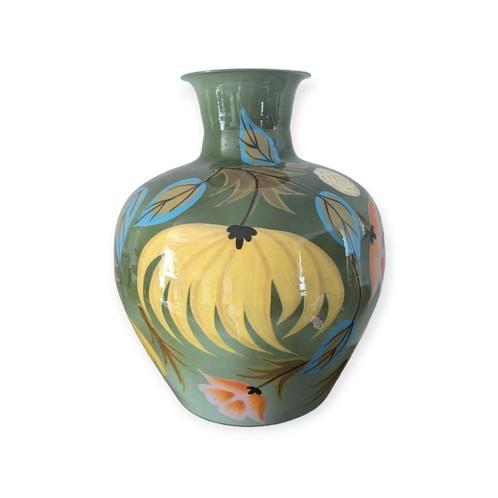 Nieuw, Colmore, vaas Spring Flowers, emaille, 32x32x39cm, Huis en Inrichting, Woonaccessoires | Vazen, Nieuw, Groen, Minder dan 50 cm