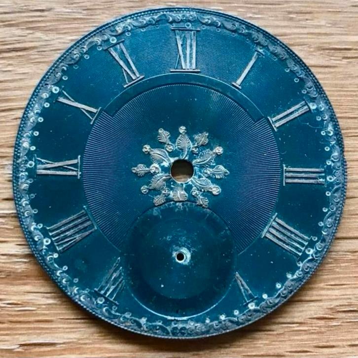 Zilveren wijzerplaat voor Engelse zakhorloges, Sieraden, Tassen en Uiterlijk, Horloges | Antiek, Overige merken, Zilver, Voor 1900