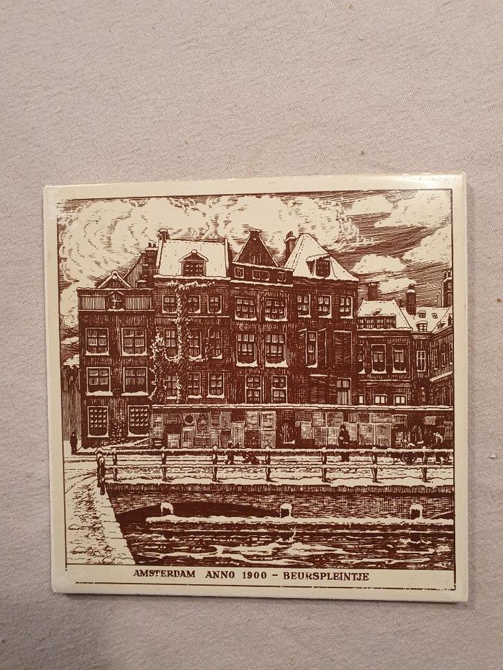 Tegel Amsterdam anno 1900 Beurspleintje Beursplein, Antiek en Kunst, Antiek | Wandborden en Tegels, Ophalen