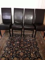 4 leren stoelen., Huis en Inrichting, Stoelen, Ophalen, Gebruikt, Bruin