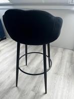 1 zwart velvet schelp Barkruk, Ophalen, Met voetsteun, Zo goed als nieuw, Metaal