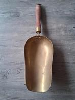 Antieke Koperen Kolenschep  Houten gruttersschep kolenschep, Ophalen of Verzenden