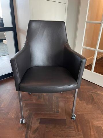 6 bruine, leren eetkamerstoelen Bree’s New World beschikbaar voor biedingen