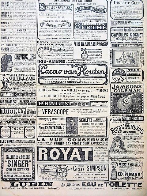 Originele franse advertenties reclames uit 19e eeuw, Verzamelen, Merken en Reclamevoorwerpen, Gebruikt, Overige typen, Ophalen of Verzenden