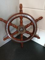 OUD MAHONIEHOUTEN SCHEEPS STUURWIEL TOPSTAAT VERKEREND 50 CM, Verzamelen, Scheepvaart, Gebruikt, Gebruiksvoorwerp, Ophalen of Verzenden