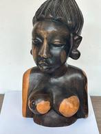Houten buste van Afrikaanse vrouw, Antiek en Kunst, Kunst | Beelden en Houtsnijwerken, Ophalen
