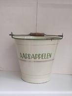 Zeldzaam klein emaille aardappelen emmer beige reseda let, Verzenden