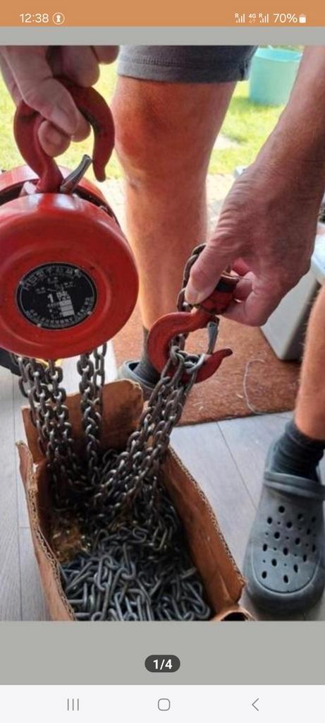 Hand kettingtakel 1 ton 3m, Doe-het-zelf en Verbouw, Lieren en Takels, Gebruikt, Handmatig, Ophalen of Verzenden