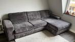 Hoekbank grijs velvet / L-shaped couch grey corduroy, Ophalen, 250 tot 300 cm, Gebruikt, 125 tot 150 cm
