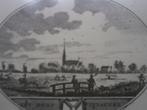 In houten lijstje drukgravure van het dorpje Pijnacker, Antiek en Kunst, Kunst | Etsen en Gravures, Ophalen of Verzenden