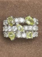 Prachtige zilveren vintagering met peridoot en zirkonen, Ophalen of Verzenden, Dame, Zilver, Kleiner dan 17