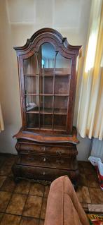 Note houte barok kast, Ophalen, Barok, Glas, 50 tot 100 cm