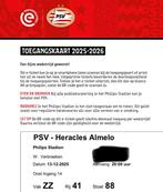 Kaartje PSV Heracles Vak ZZ, Tickets en Kaartjes, Eén persoon, Augustus
