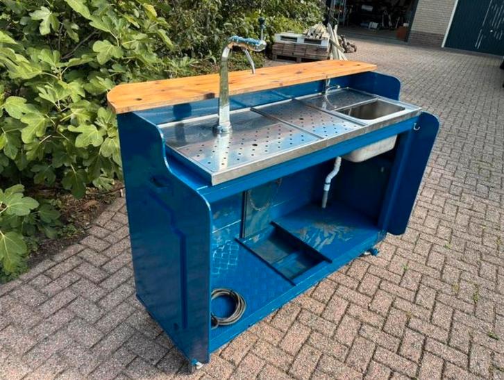 Mobiele bar met tap rvs, Huis en Inrichting, Barren, Gebruikt, Ophalen