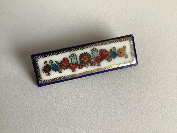 vintage Aichberger broche in emaille, Sieraden, Tassen en Uiterlijk, Broches, Zo goed als nieuw, Overige materialen, Overige kleuren