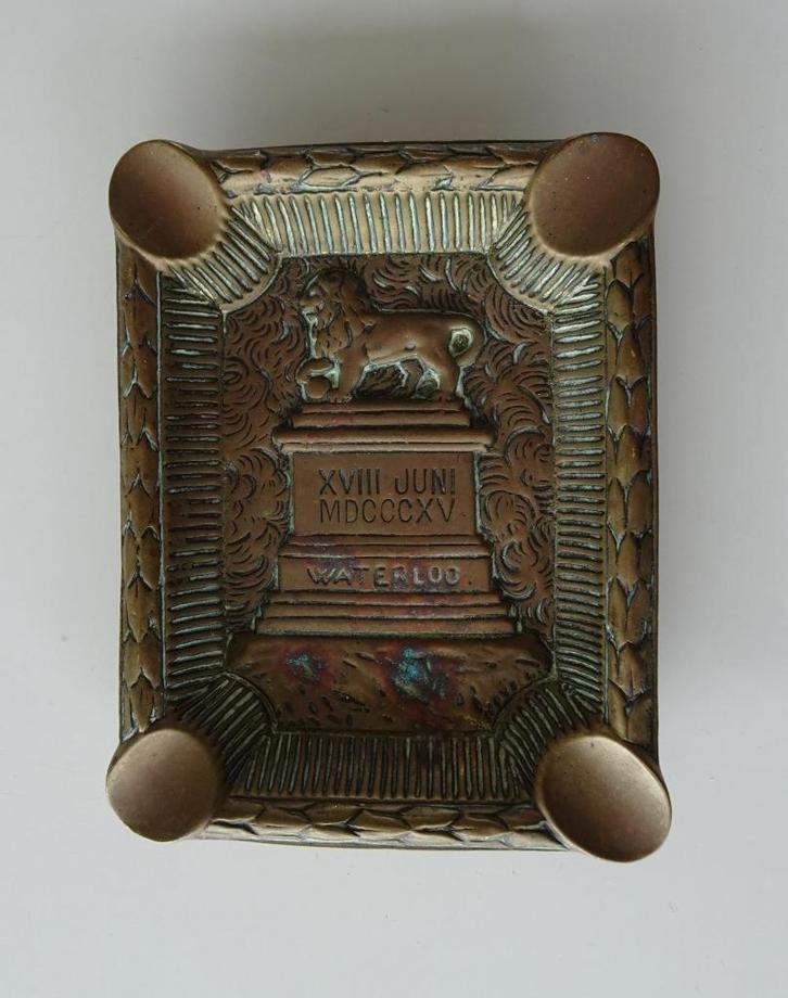 Antiek Koperen Asbak Waterloo uit België - rond 1900, Antiek en Kunst, Antiek | Koper en Brons, Koper, Ophalen