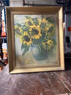 Zonnebloemen in vaas - Vintage schilderij, Ophalen of Verzenden