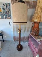 Hohe oude Retro Staande Lamp met Leren Voet, Ophalen, Hout, Gebruikt, 100 tot 150 cm