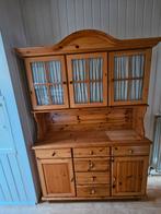 Grenen kast met gordijntjes, Huis en Inrichting, Kasten | Buffetkasten, Ophalen, Gebruikt, Glas, 150 tot 200 cm