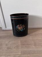Vintage metalen bloemen prullenbak, Gebruikt, Ophalen of Verzenden, Minder dan 10 liter, Metaal
