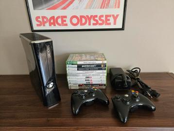 xbox 360 slim zwart + games beschikbaar voor biedingen