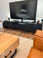 Scandi TV-meubel 210cm zwart mangohout, Ophalen, Zo goed als nieuw, 200 cm of meer, Minder dan 100 cm