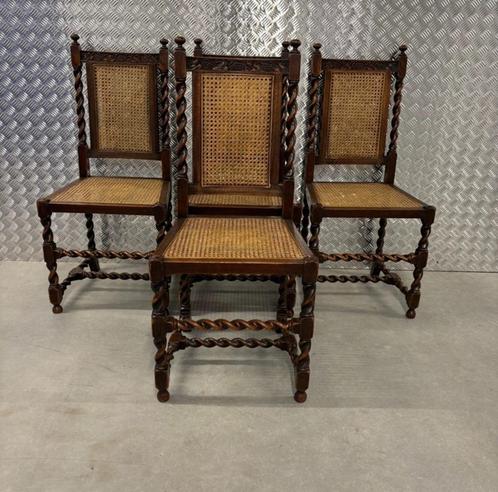 Set ( 4)  'Barley Twist'' sierlijke eiken eetkamer stoelen, Antiek en Kunst, Antiek | Meubels | Stoelen en Banken, Ophalen