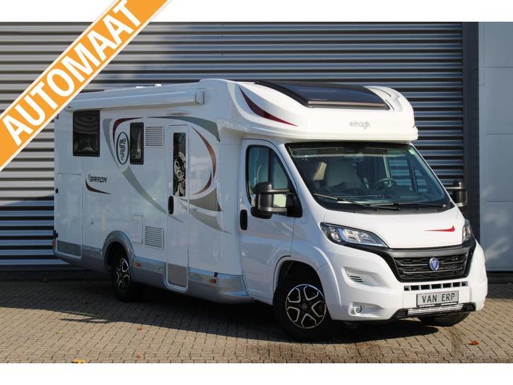 Elnagh Baron 573 Automaat Lengtebedden 140PK Zonnepaneel, Caravans en Kamperen, Campers, Bedrijf, tot en met 4, Half-integraal