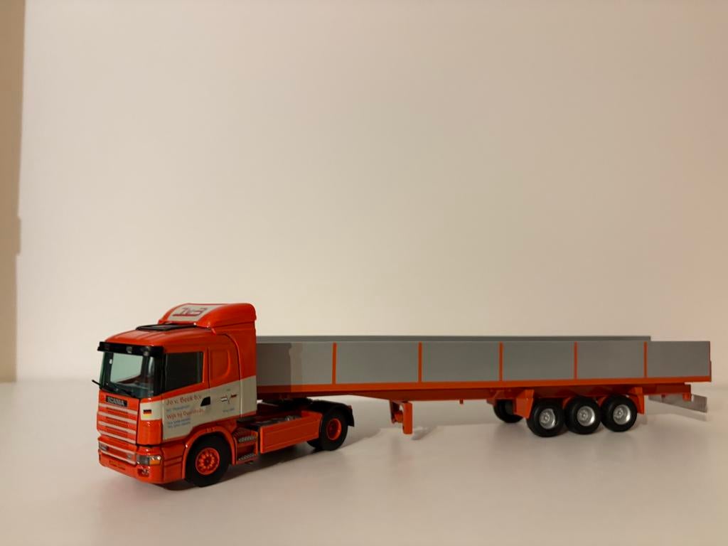 Scania 144L Jo van Beek Tekno, Hobby en Vrije tijd, Modelauto's | 1:50, Ophalen of Verzenden, Zo goed als nieuw, Bus of Vrachtwagen