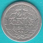 Nederland 25 cent 1913 Wilhelmina zilver, Sch. 863, Zilver, 25 cent, Ophalen of Verzenden, Koningin Wilhelmina