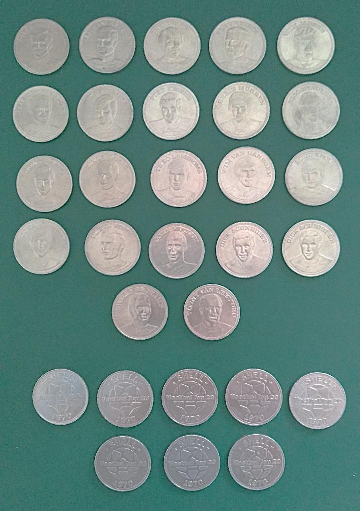 1970 Shell munten Voetbal NL team, Verzamelen, Merken en Reclamevoorwerpen, Gebruiksvoorwerp, Verzenden