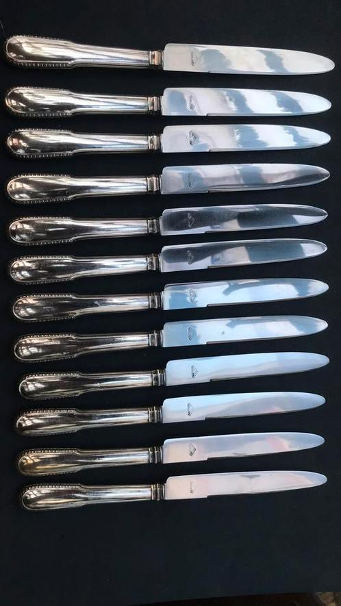 12 Antieke zilveren messen, Antiek en Kunst, Antiek | Goud en Zilver, Zilver, Ophalen of Verzenden