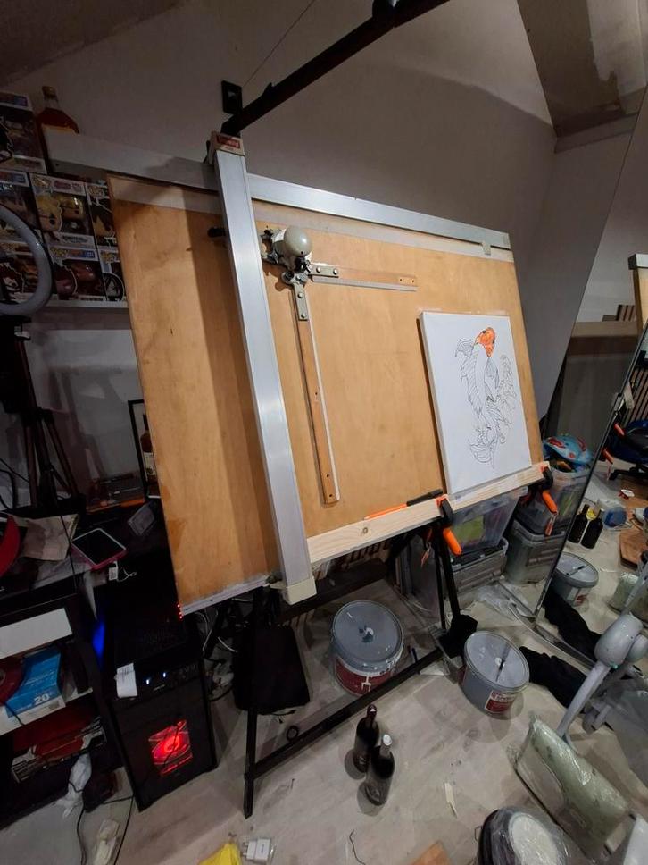 Gratis! Rotanex Vintage Tekentafel met Liniaal, Doe-het-zelf en Verbouw, Tekentafels, Zo goed als nieuw, Minder dan 130 cm, Ophalen