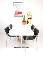 SETPRIJS! vintage witte eettafel zwarte stoelen chroom, Gebruikt, ., Ophalen of Verzenden, .