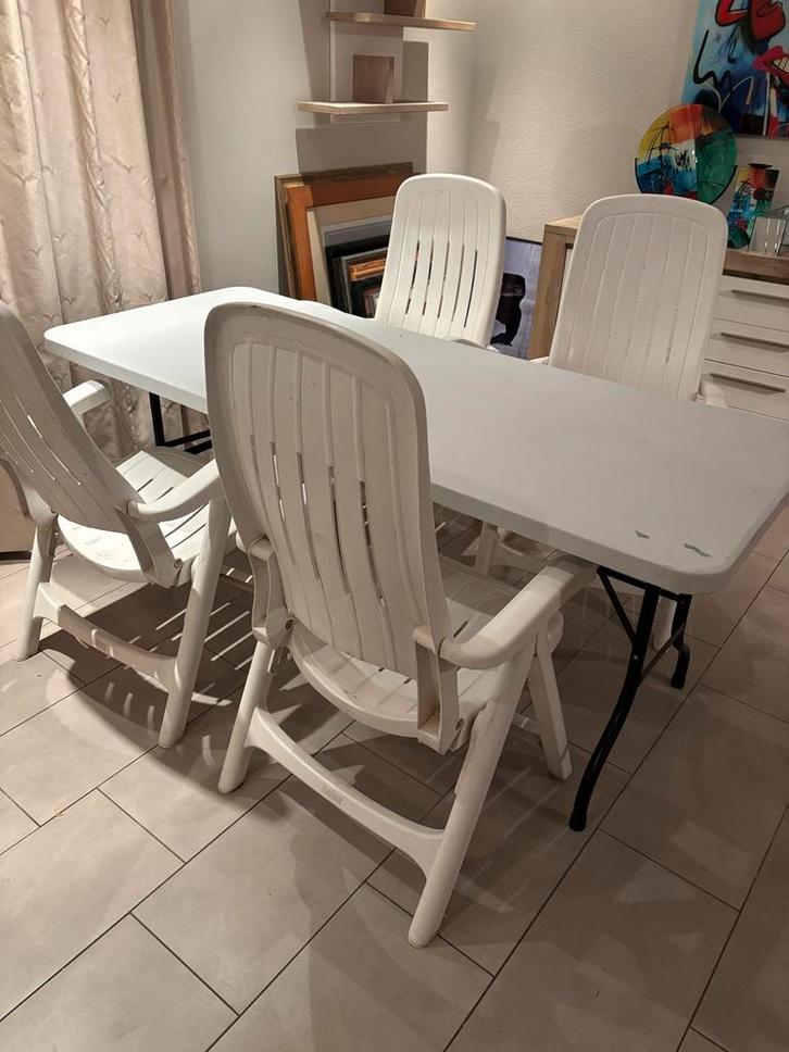 4 Allibert Tuinstoelen - Verstelbaar & Inklapbaar, Tuin en Terras, Tuinsets en Loungesets, Gebruikt, Tuinset, Kunststof, 4 zitplaatsen