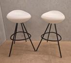 Lonc design barkrukken – wit/zwart – set van 2, Ophalen, Met voetsteun, 60 tot 90 cm, Metaal