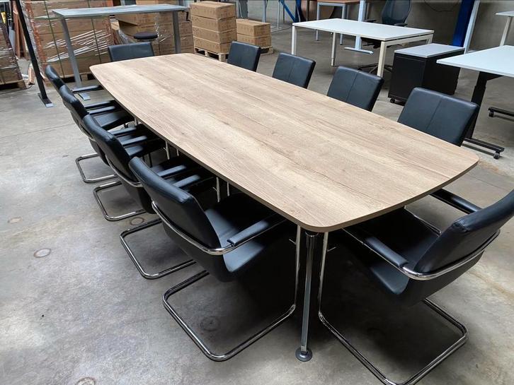 Vergadertafel natuur eiken blad met Chrome onderstel, Huis en Inrichting, Bureaus, Nieuw, Bureau, Ophalen of Verzenden