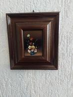 Vintage Schilderij met Bloemen in Houten Lijst, Ophalen of Verzenden