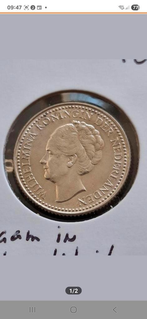 1/2 Gulden 1921 in erg mooie kwaliteit., Postzegels en Munten, Munten | Nederland, Losse munt, ½ gulden, Koningin Wilhelmina, Zilver