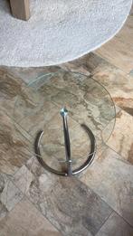 Glazen bijzettafeltje, Huis en Inrichting, Tafels | Bijzettafels, Minder dan 55 cm, Rond, Ophalen, 45 tot 60 cm