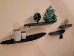 Wandplank Wandplanken + Spiegel NIEUW Hout 80cm 60cm Zwart, Huis en Inrichting, Woonaccessoires | Wandplanken en Boekenplanken