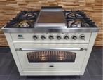 🔥Luxe Boretti Fornuis 90cm crème + rvs frytop 1 oven, 60 cm of meer, Ophalen of Verzenden, Zo goed als nieuw, Energieklasse A of zuiniger